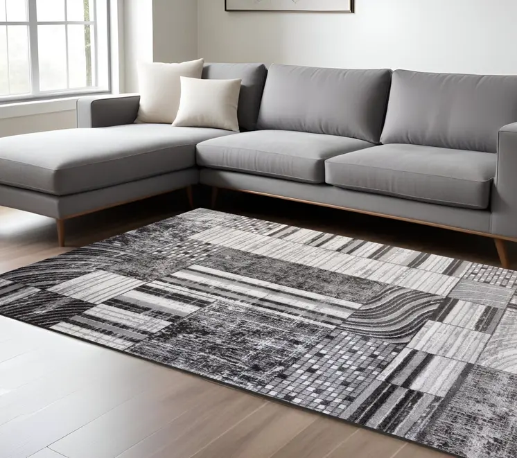 8' X 11' Gray Brown and Beige Abstract Area Rug