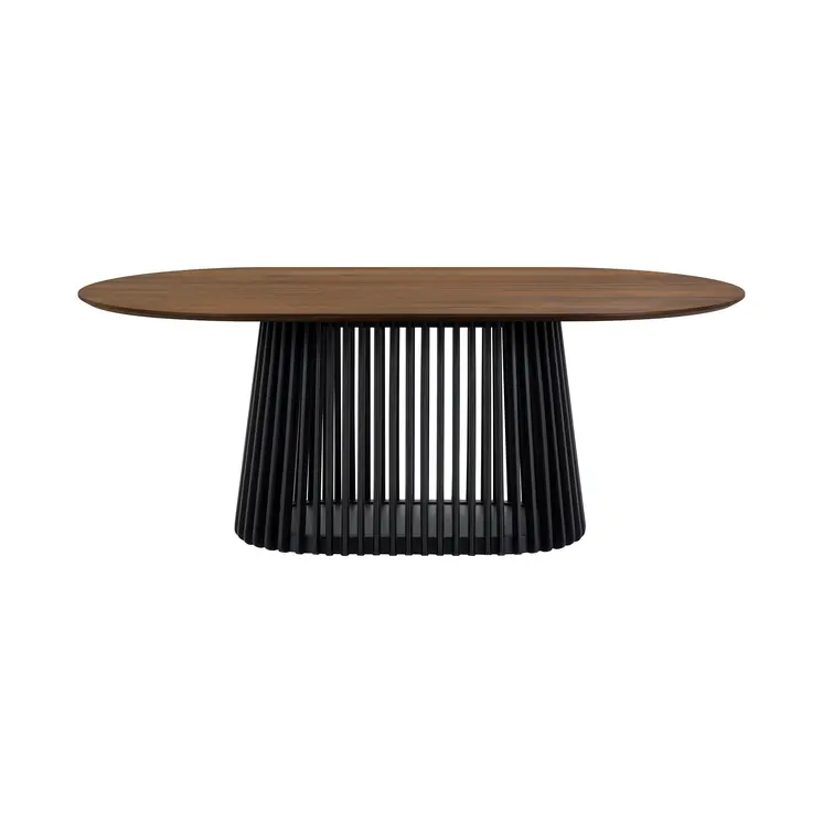 Five Piece Brown and Black Oval Dining Set with Four Chairs