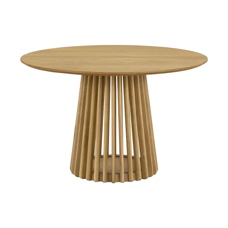 Five Piece Oak Round Dining Set with Four Chairs