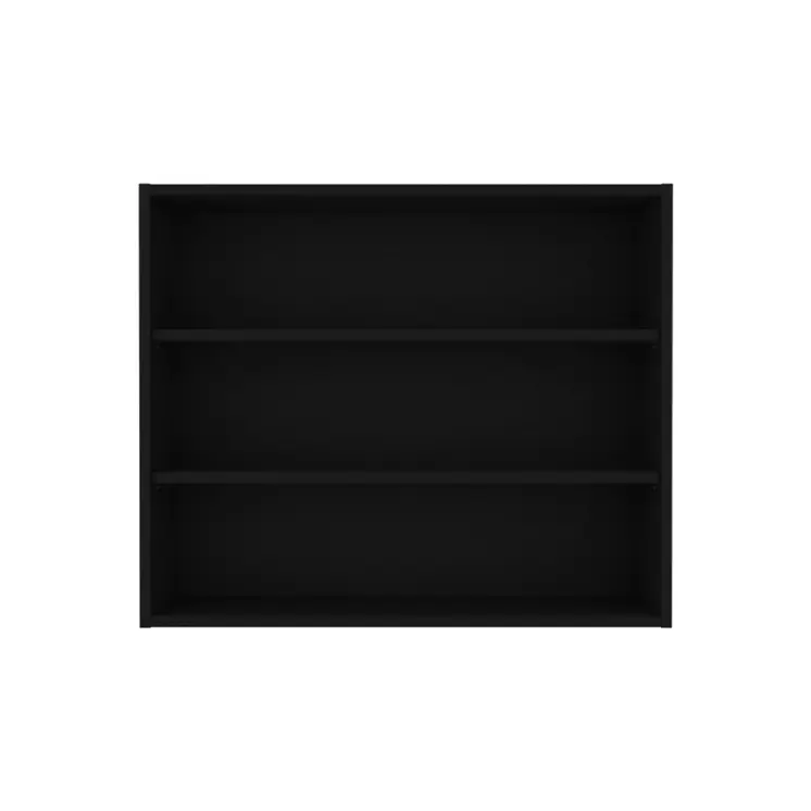 36" Black Wood Three Tier Wall Mounted Floating Shelf