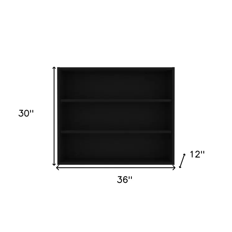 36" Black Wood Three Tier Wall Mounted Floating Shelf