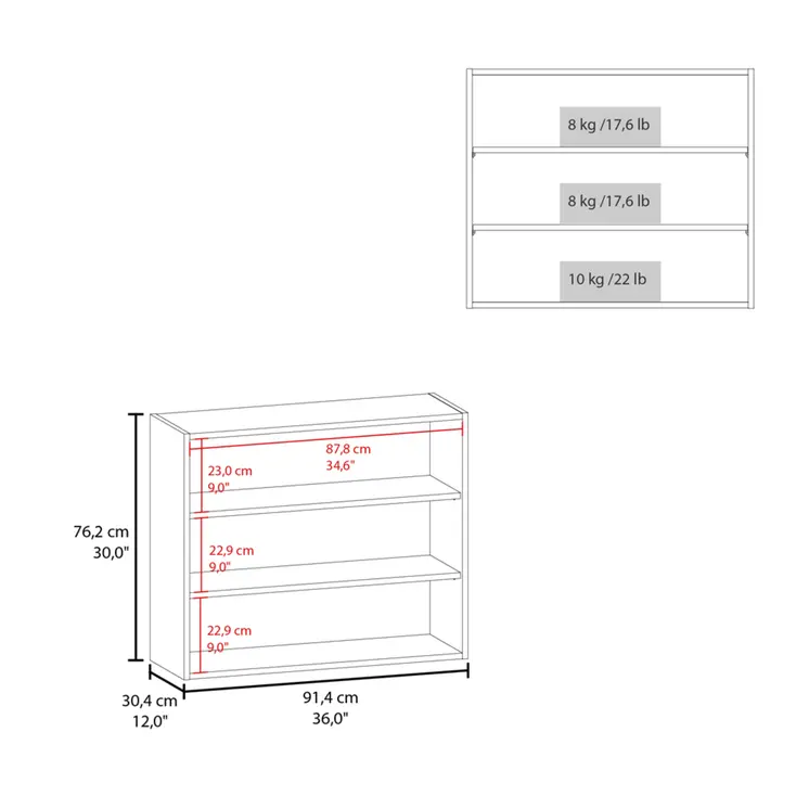 36" Black Wood Three Tier Wall Mounted Floating Shelf