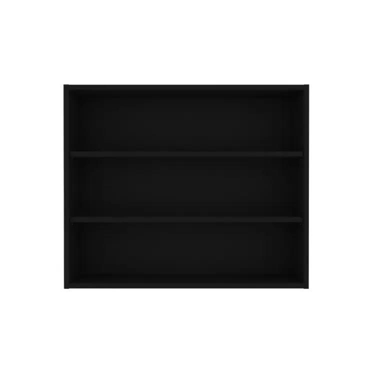36" Black Wood Three Tier Wall Mounted Floating Shelf