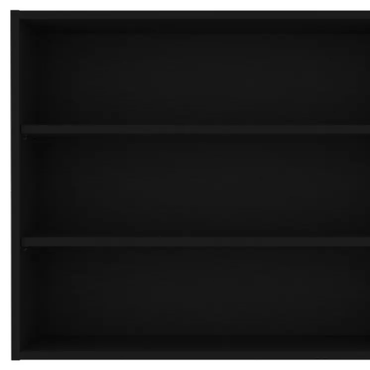 36" Black Wood Three Tier Wall Mounted Floating Shelf