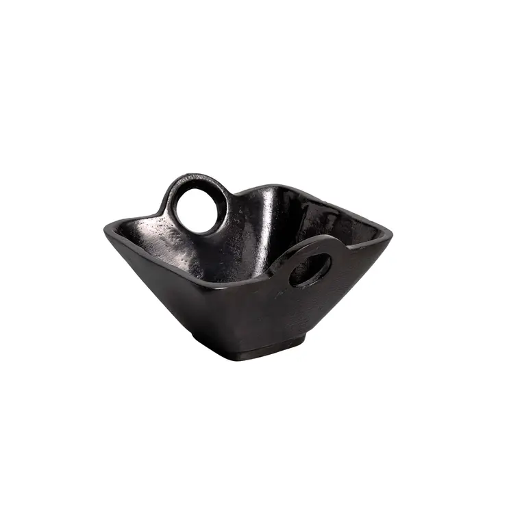 5" Black Aluminum Square Candy or Nut Bowl With Handles