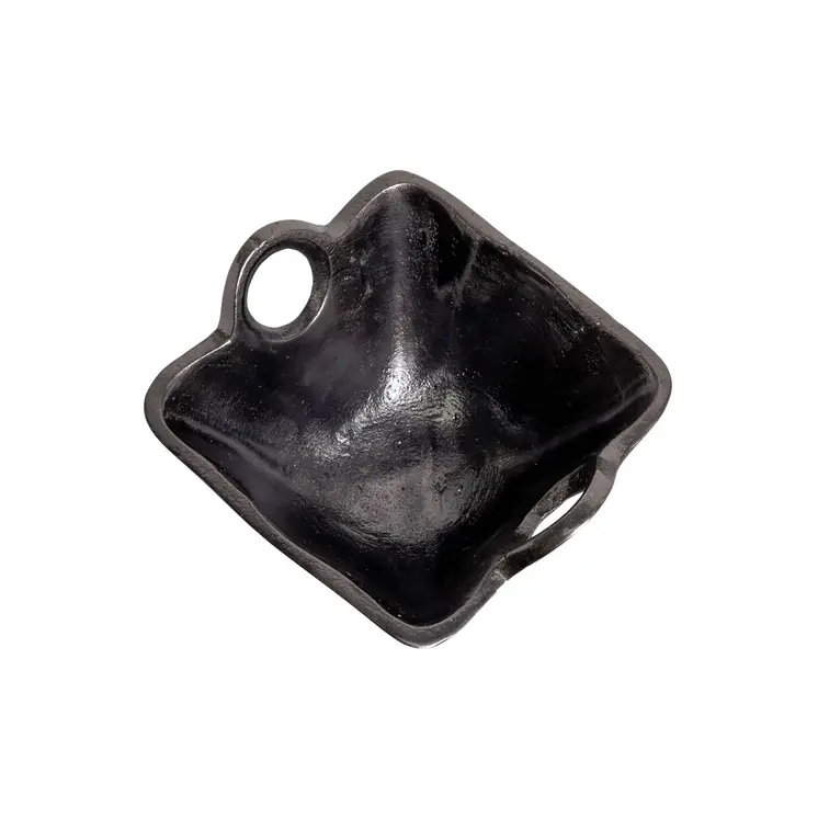 5" Black Aluminum Square Candy or Nut Bowl With Handles