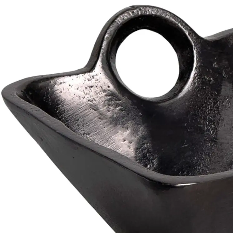 5" Black Aluminum Square Candy or Nut Bowl With Handles