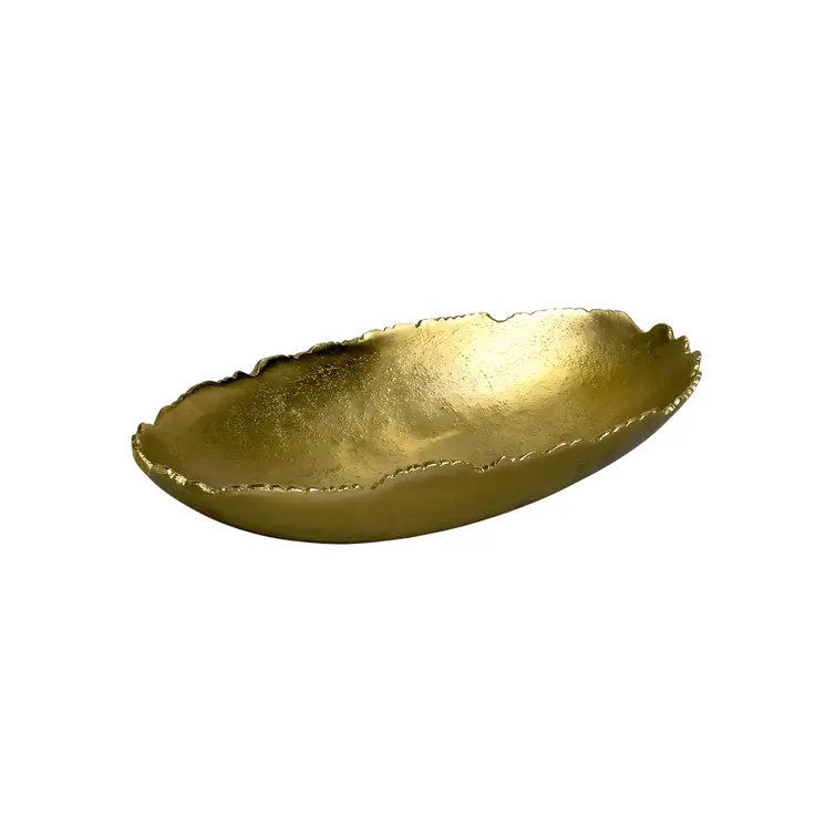 7" Gold Aluminum Torn Edge Oval Serving Bowl