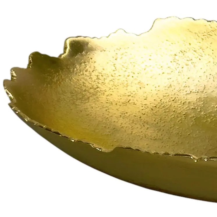 7" Gold Aluminum Torn Edge Oval Serving Bowl