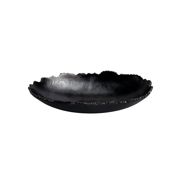 7" Black Aluminum Torn Edge Oval Serving Bowl