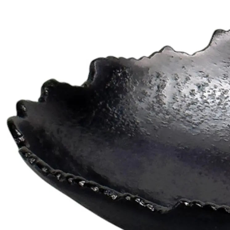 7" Black Aluminum Torn Edge Oval Serving Bowl