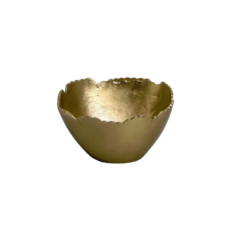 8" Gold Aluminum Torn Edge Round Serving Bowl