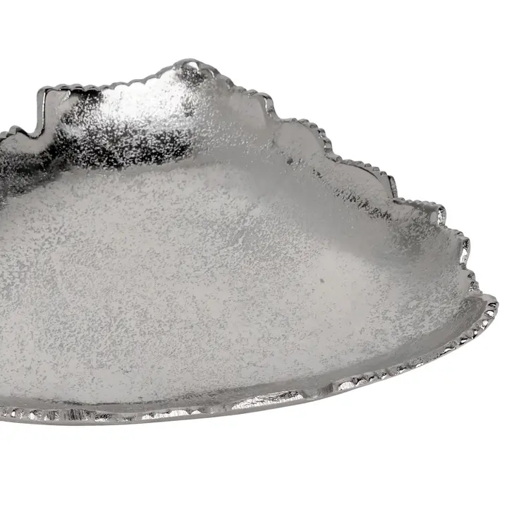 9" Silver Aluminum Torn Edge Triangular Serving Bowl