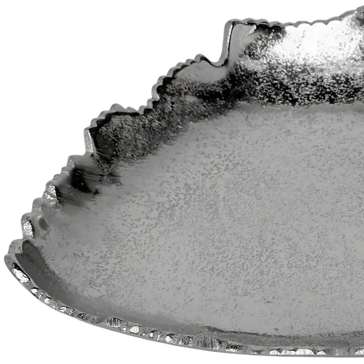 9" Silver Aluminum Torn Edge Triangular Serving Bowl