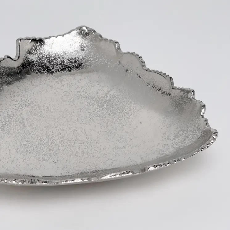 9" Silver Aluminum Torn Edge Triangular Serving Bowl