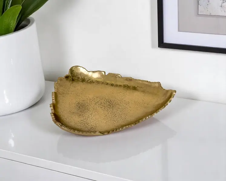 9" Gold Aluminum Torn Edge Triangular Serving Bowl