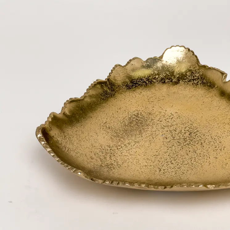 9" Gold Aluminum Torn Edge Triangular Serving Bowl