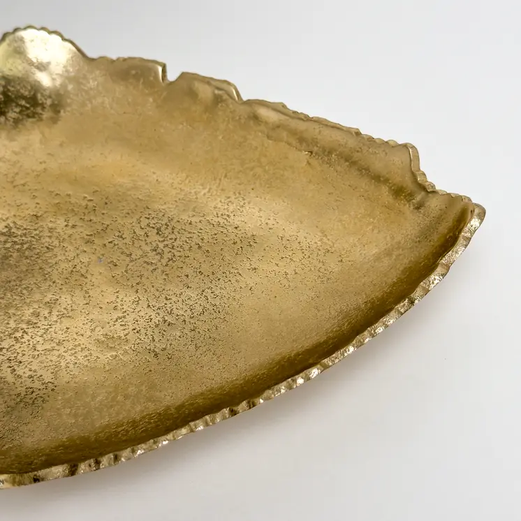 9" Gold Aluminum Torn Edge Triangular Serving Bowl