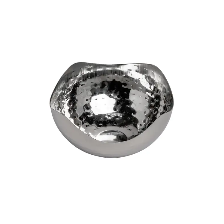 6" Silver Stainless Steel Wavy Edge Organic Shaped Candy or Nut Bowl