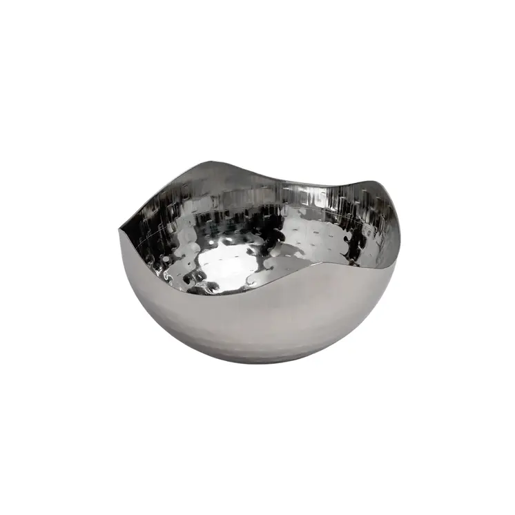 6" Silver Stainless Steel Wavy Edge Organic Shaped Candy or Nut Bowl