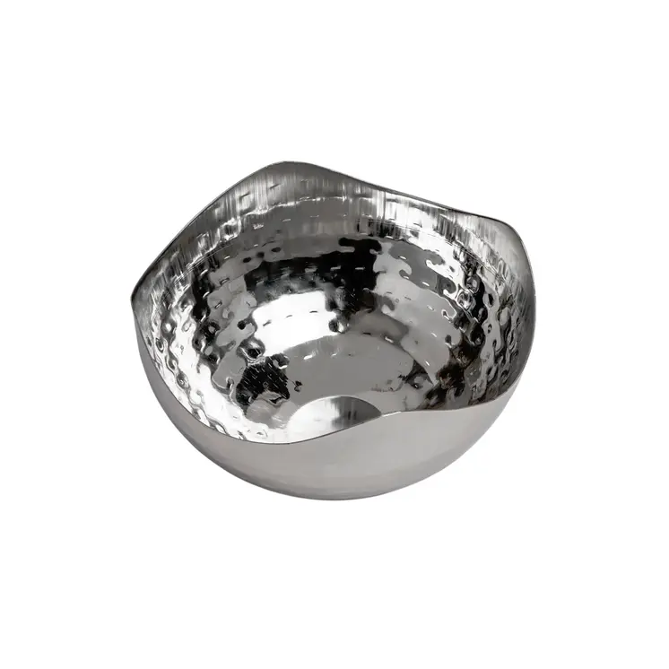 6" Silver Stainless Steel Wavy Edge Organic Shaped Candy or Nut Bowl