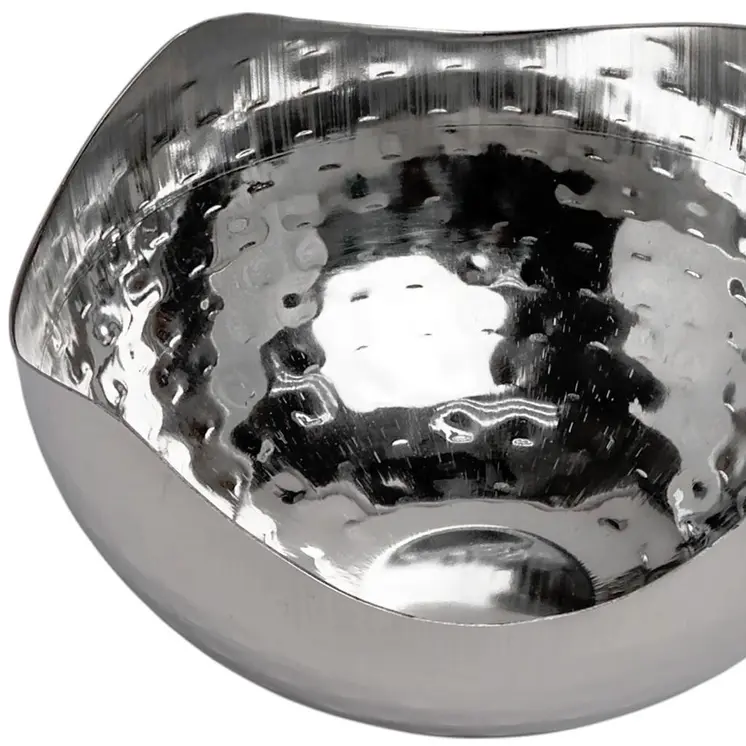 6" Silver Stainless Steel Wavy Edge Organic Shaped Candy or Nut Bowl