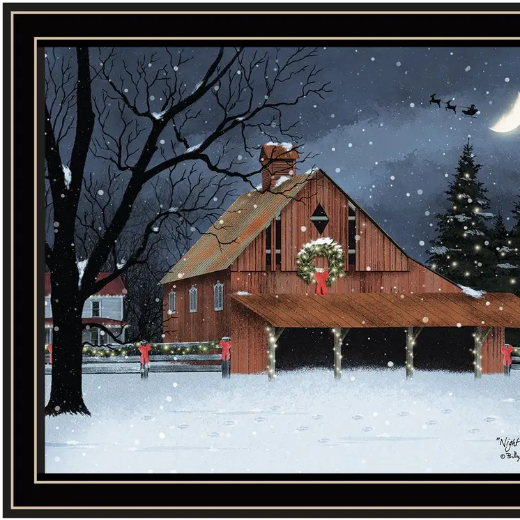 Night Before Christmas Black Framed Wall Art