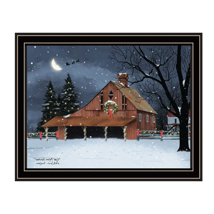 Night Before Christmas Black Framed Wall Art