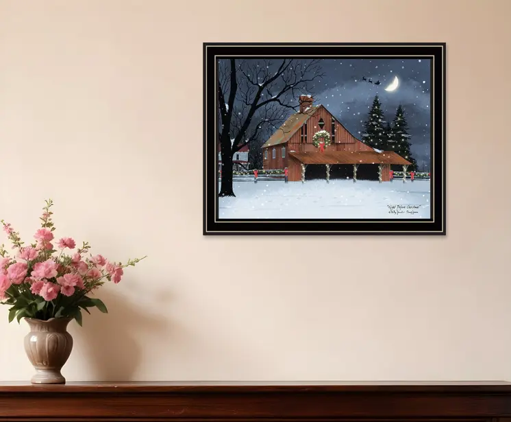 Night Before Christmas Black Framed Wall Art
