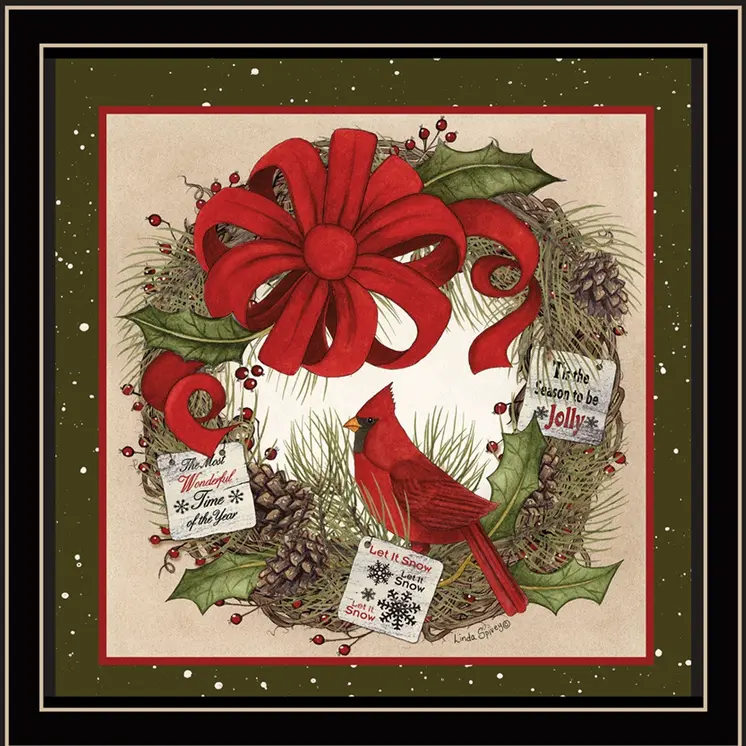 Cardinal Wreath Black Framed Wall Art