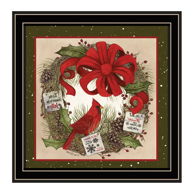 Cardinal Wreath Black Framed Wall Art