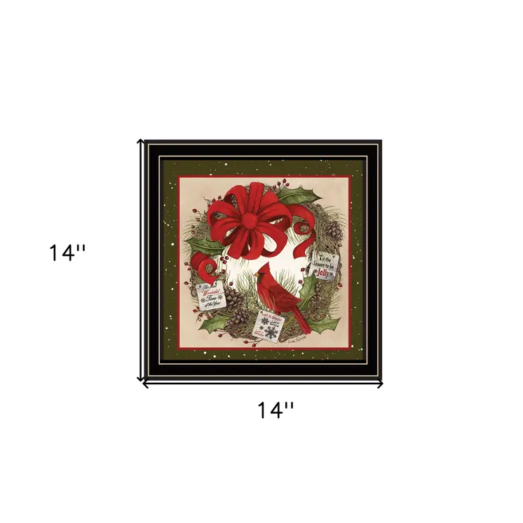Cardinal Wreath Black Framed Wall Art
