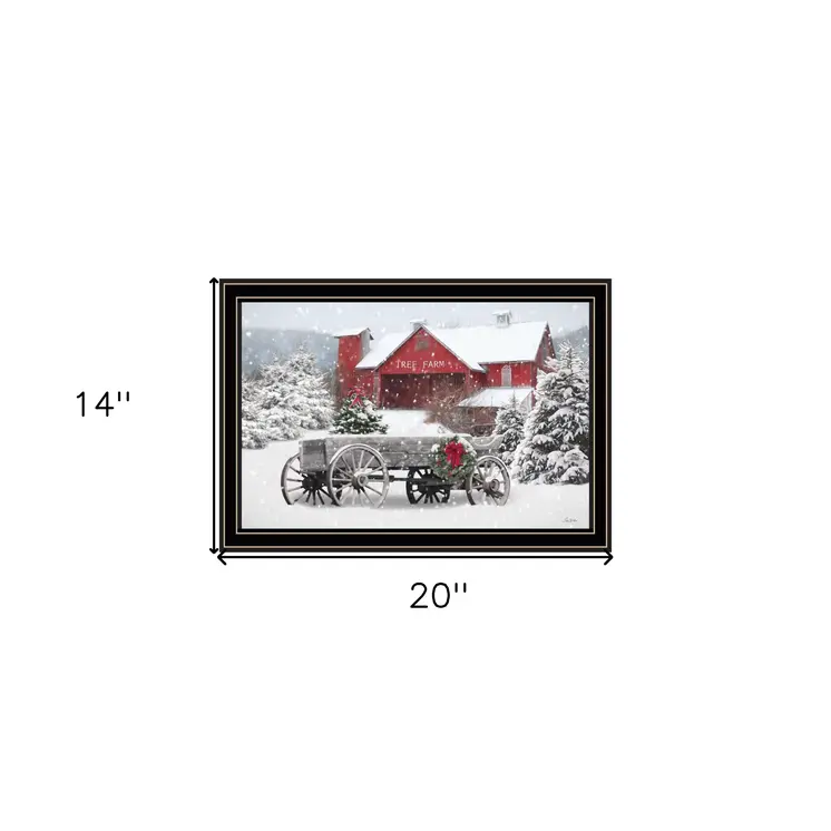 Tree Farm Wagon Black Framed Wall Art