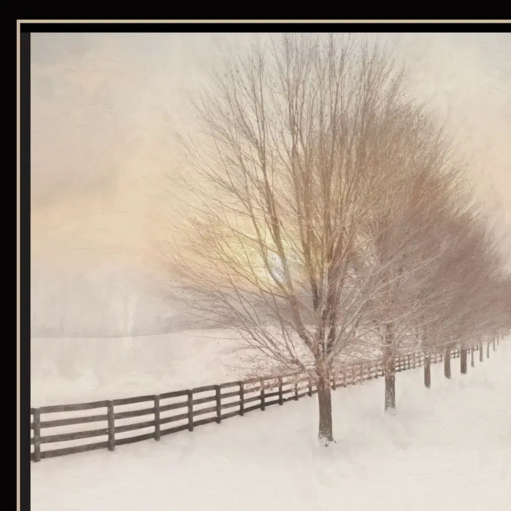 Snowy Amish Lane Black Framed Wall Art