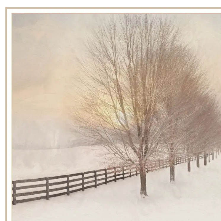 Snowy Amish Lane White Framed Wall Art