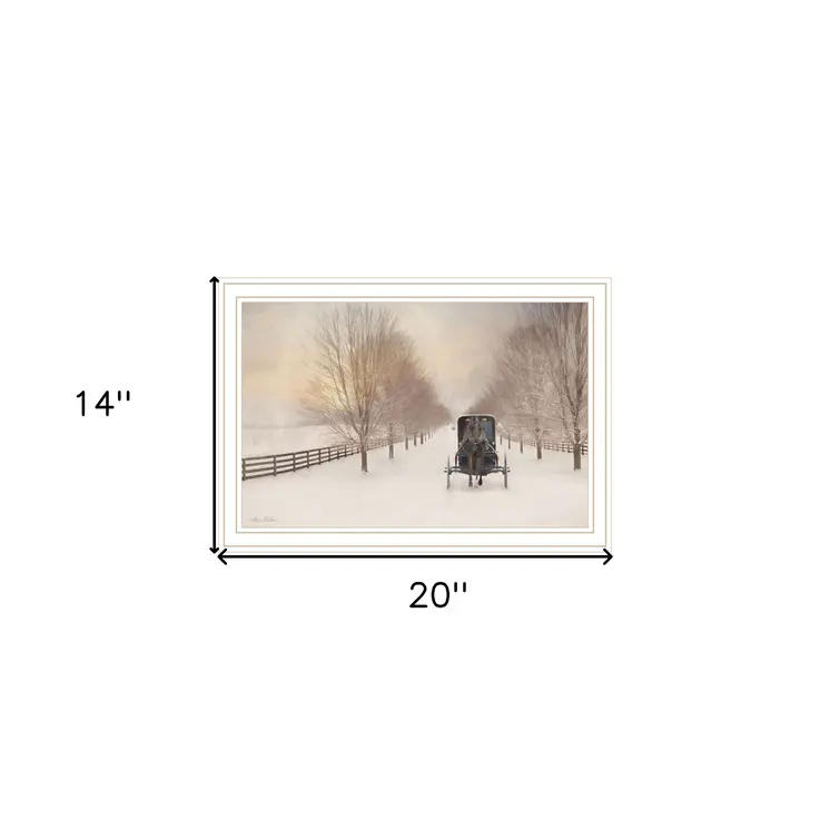 Snowy Amish Lane White Framed Wall Art