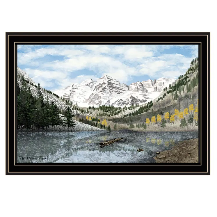 Snowy Mountain Landscape  Black Framed Wall Art