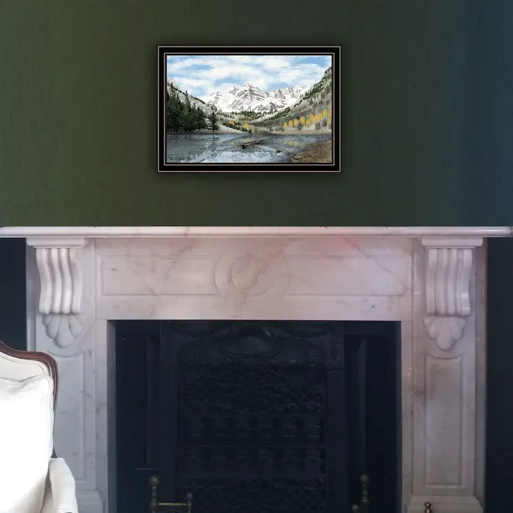 Snowy Mountain Landscape  Black Framed Wall Art