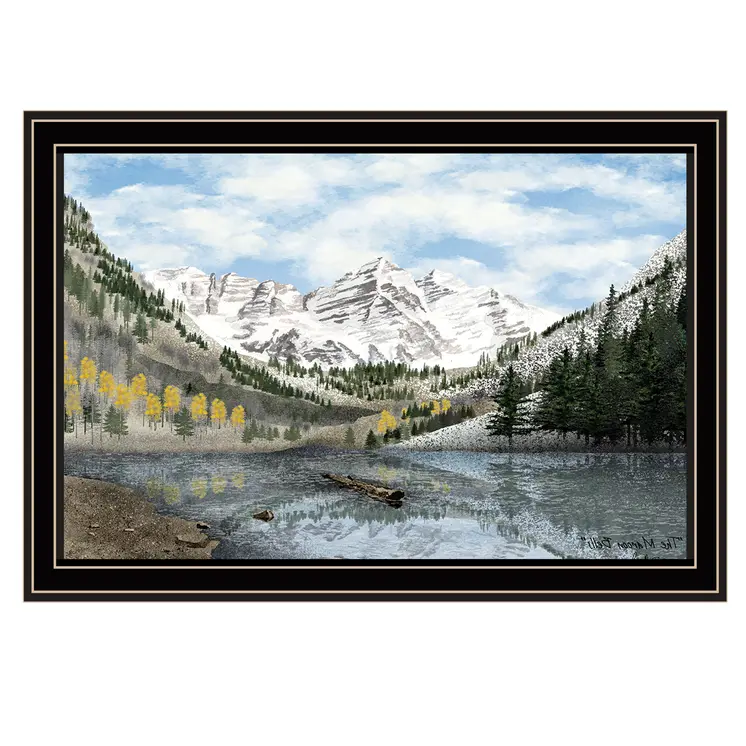 Snowy Mountain Landscape  Black Framed Wall Art