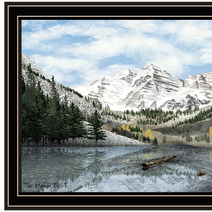 Snowy Mountain Landscape  Black Framed Wall Art
