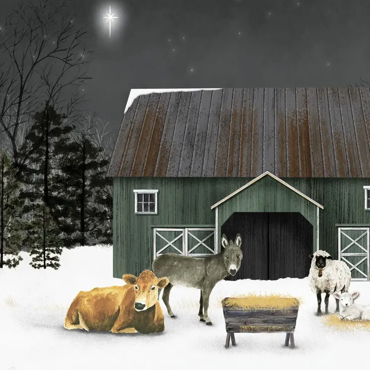Remembering the Night Christmas Manger Black Framed Wall Art