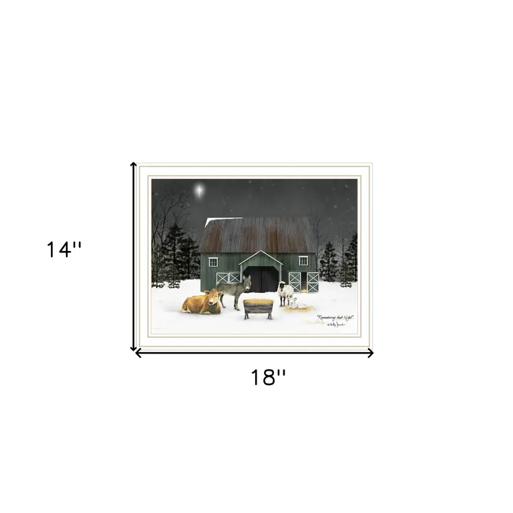 Remembering the Night Christmas Manger White Framed Wall Art