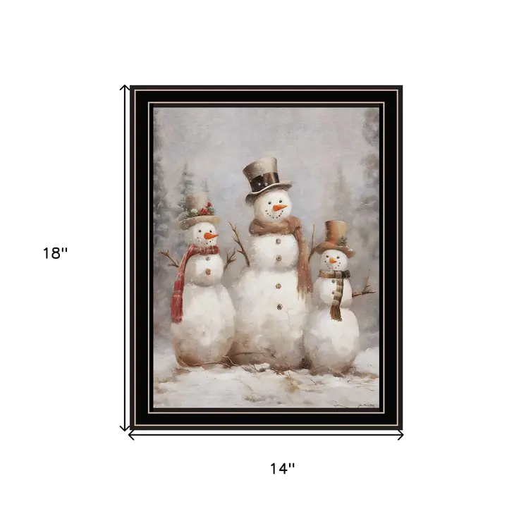 Snowman Trio Black Framed Wall Art