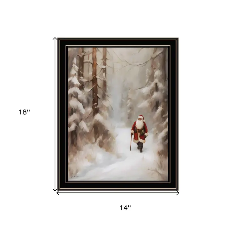 Santa's Winter Stroll Black Framed Wall Art