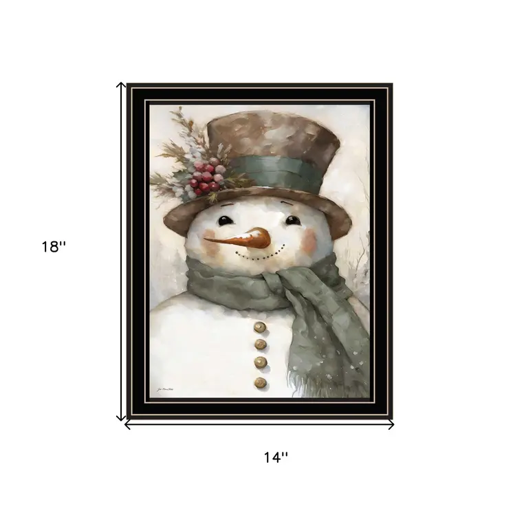 Old World Frosty The Snowman Black Framed Wall Art