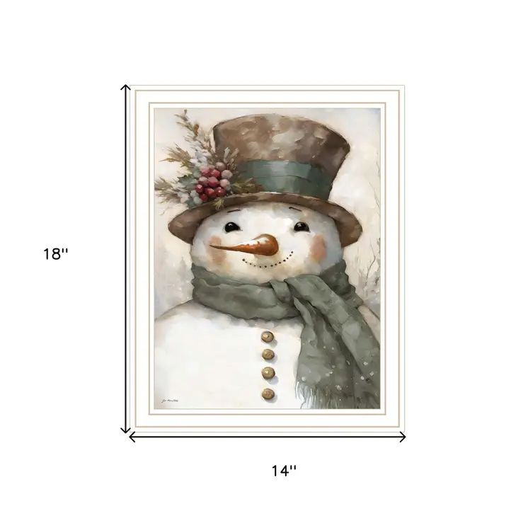 Old World Frosty The Snowman White Framed Wall Art