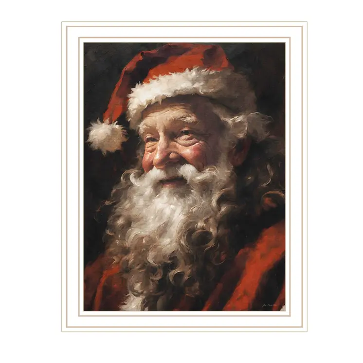 Old World Santa Claus White Framed Wall Art
