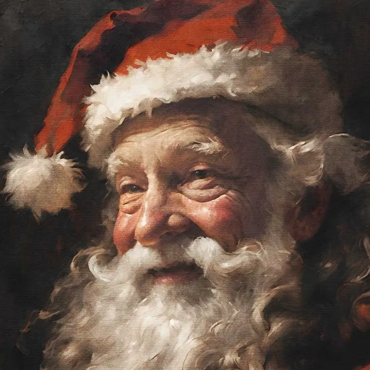 Old World Santa Claus White Framed Wall Art