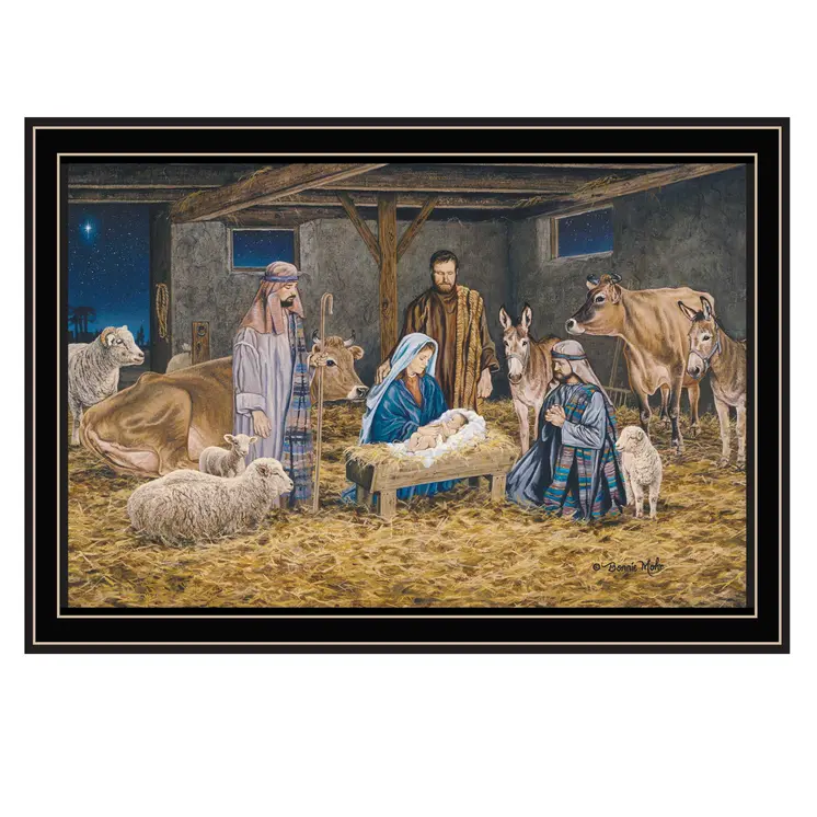 The Birth of Christ Black Framed Wall Art