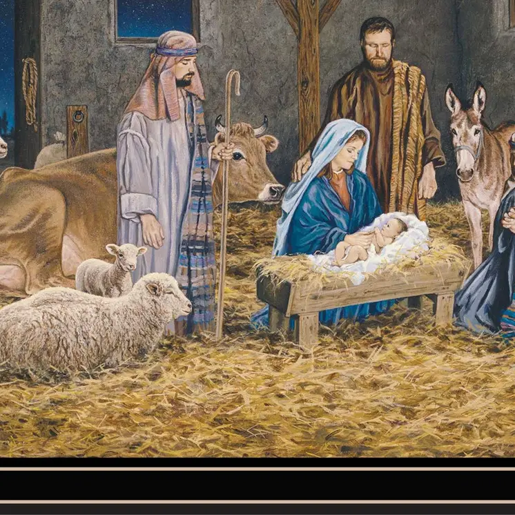 The Birth of Christ Black Framed Wall Art